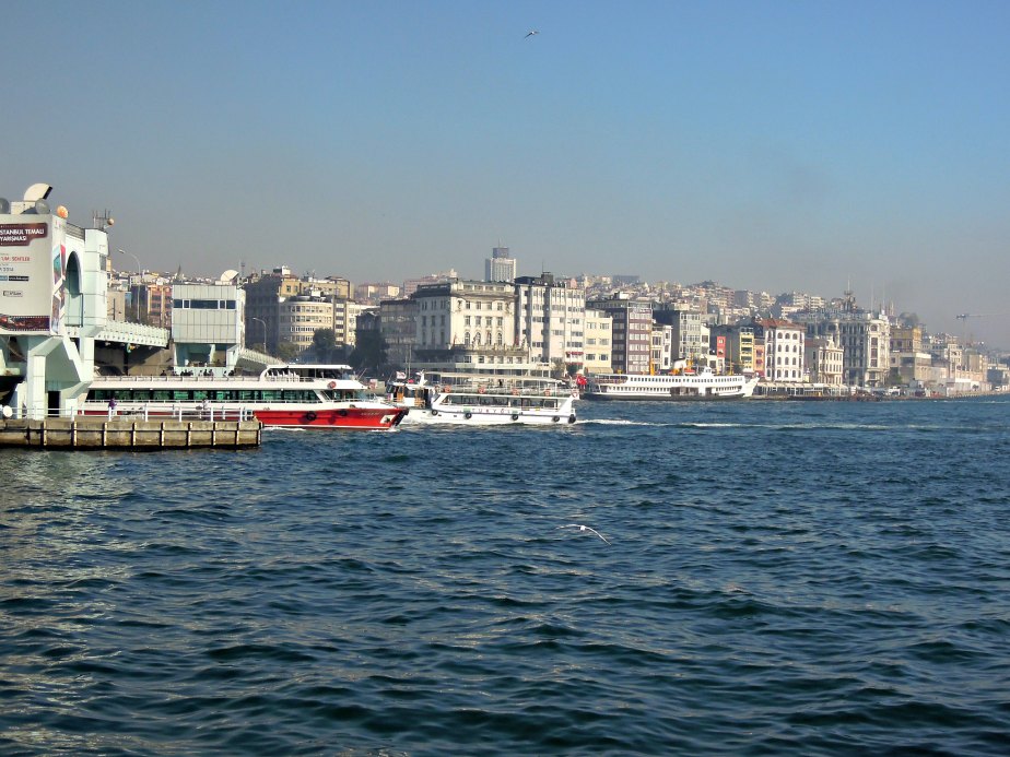 Ferries Passing Under Galata Bridge
