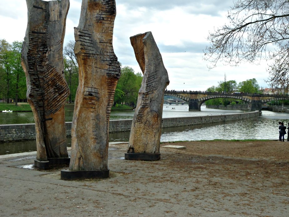 Carved Tree Trunks in Kampa Park Prague