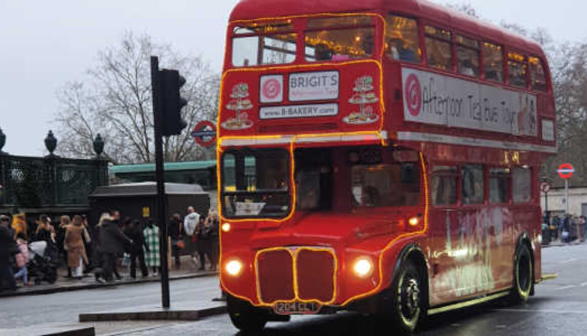 London Bus with Christmas Lights