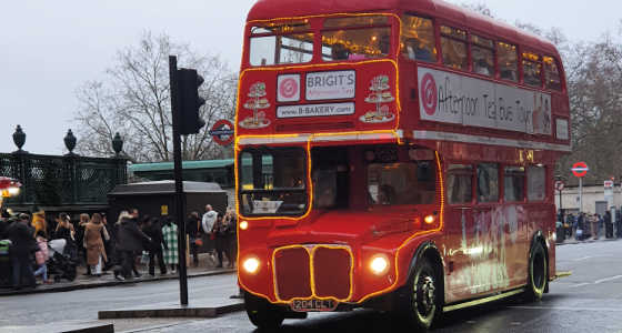 London Bus with Christmas Lights