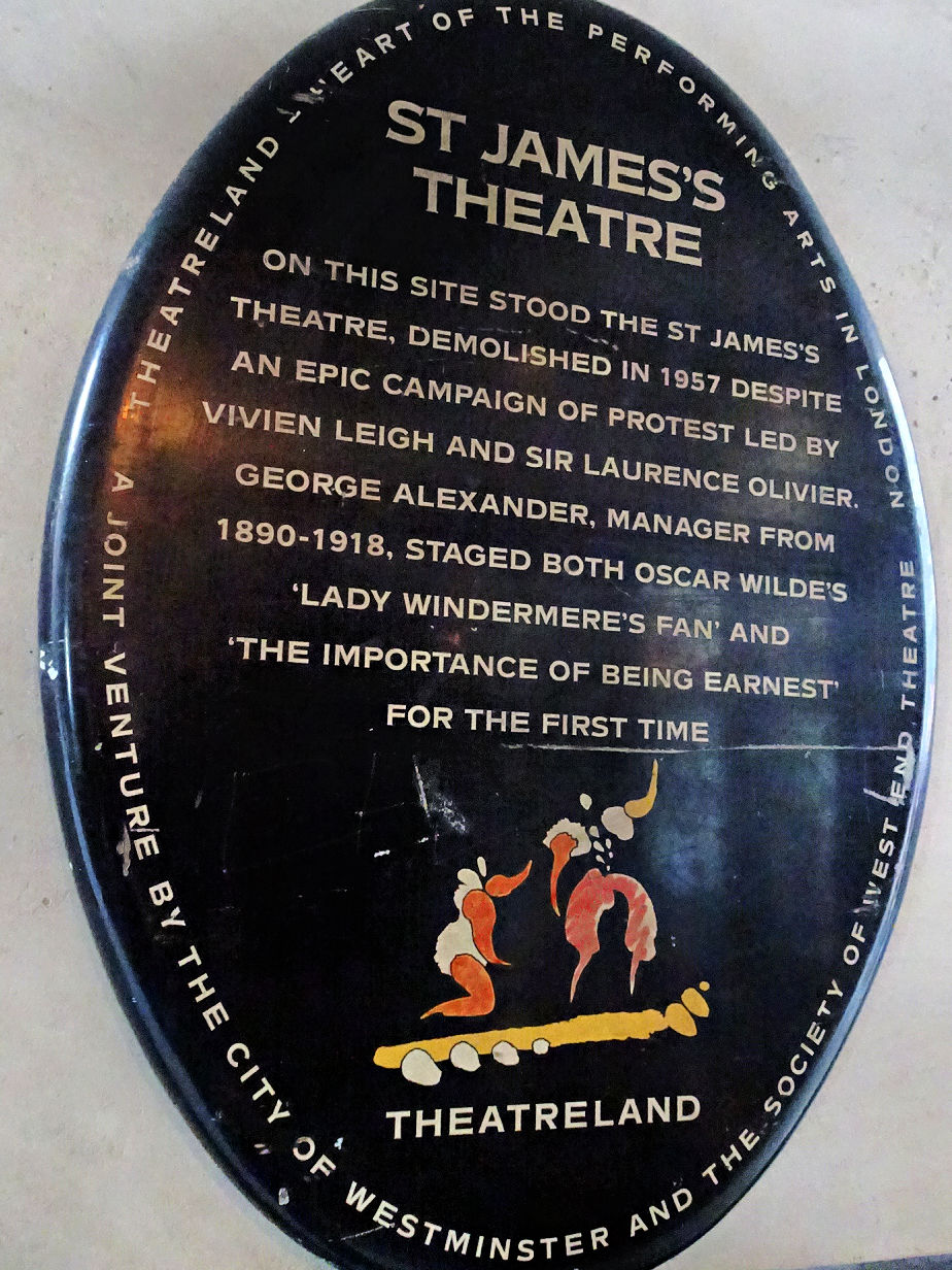 Plaque for St James's Theatre