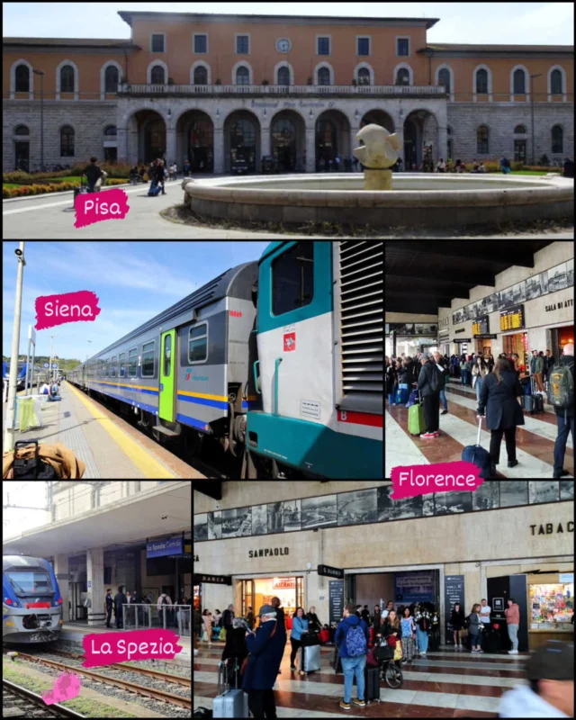 Some of the stations I became familiar with on my solo Italian adventure. Siena had the biggest step up from the platform to the train, but by the time I left Siena I was quite good at handling my luggage so it wasn't a problem, and Pisa was the easiest and my visit to Pisa was a day trip from La Spezia, without any luggage!! Although I did have to change trains in Pisa a few days later on my way back through Florence to Venice....easy 🤩!!For more info on the art of solo travel by train in Italy, click the link to my website in the bio..#traintravelinitaly #pisa #siena #Florence #laspezia #italybytrain #solotravel #solotravelinitaly #solotrip #neverstopexploring #madeinitaly #seetheworldthroughmyeyes #italytrip #italy #soloitalianadventure #solofemaletravel #solomidlifefemaletraveler #italiantrains #railwaystationsinitaly #traveltheworldworldwithme #traveladdict